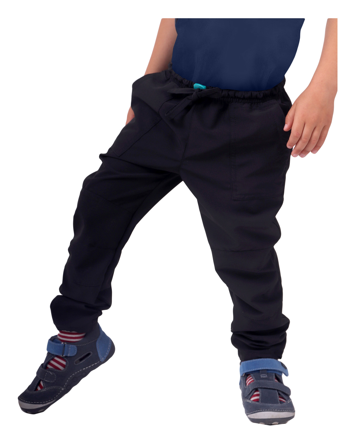 Boys Kids Black Half Elastic Waist Trousers School Uniform Trouser Pants |  eBay